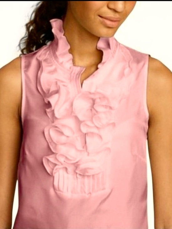 J. Crew Tops - J. Crew 100% Silk Sleeveless Ruffle Front Blouse - Peach Pink, 6